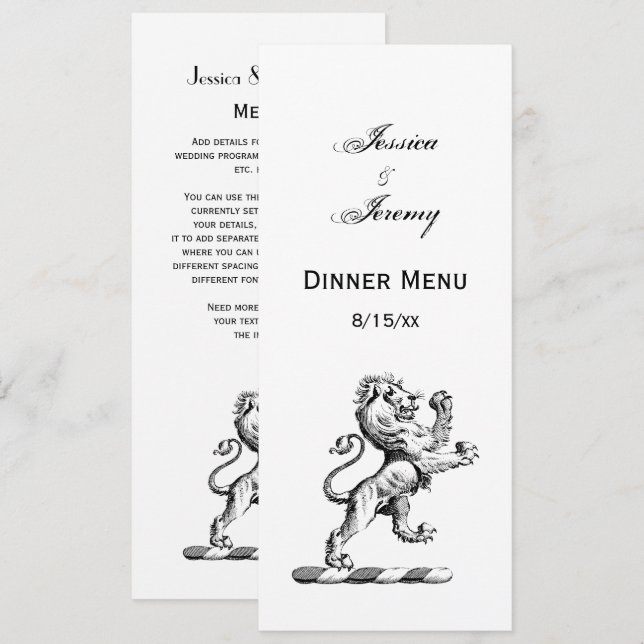 Invitación Emblema de cimera con león heráldico de pie (Anverso / Reverso)