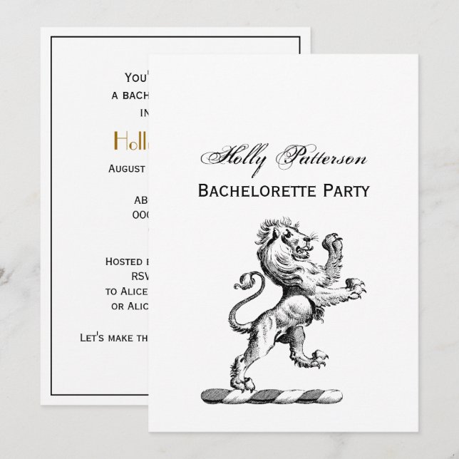 Invitación Emblema de cimera con león heráldico de pie (Anverso / Reverso)