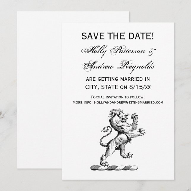 Invitación Emblema de cimera con león heráldico de pie (Anverso / Reverso)