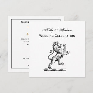 Invitación Emblema de cresta de león de pie heráldico