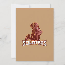 Invitación Emblema de juego militar | Logotipo de guerrero he