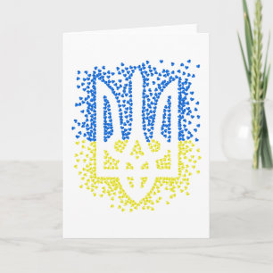 Invitación Emblema ucraniano trident tryzub esparce corazones