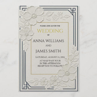 Invitación Embossed Art Deco Floral Wedding