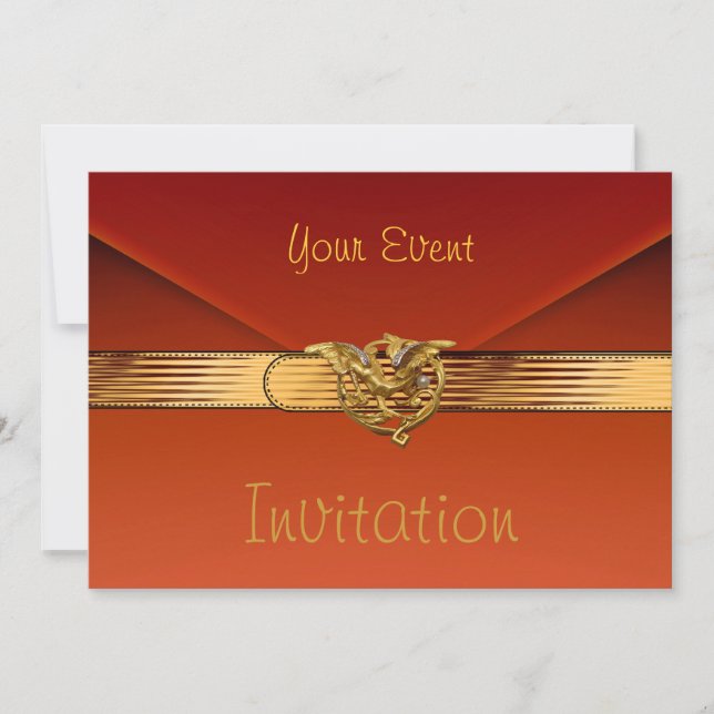 Invitación Embrague de oro de la joyería de terciopelo Naranj (Anverso)