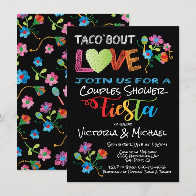Invitación Embroidery Taco 'bout Love (Anverso / Reverso)