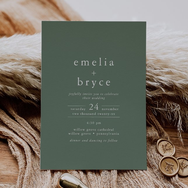 Invitación EMELIA Casual Sage Rustic Boda Montaña Simple (EMELIA Casual Sage Rustic Simple Mountain Wedding Invitation)
