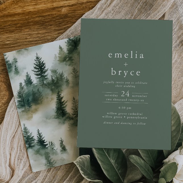 Invitación EMELIA Casual Woodland Mountain Forest Boda (EMELIA Casual Woodland Mountain Forest Wedding Invitation)