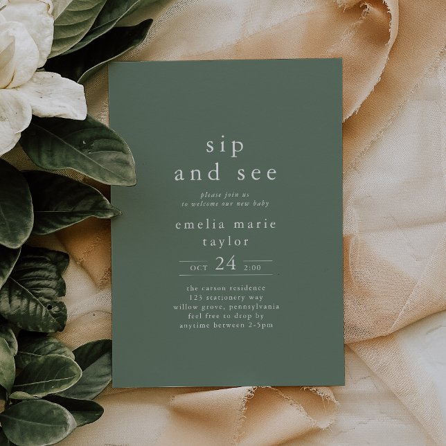 Invitación EMELIA Naturaleza Rústica Simple Woodland Sip y Ve (EMELIA Nature Rustic Simple Woodland Sip and See Invitation)