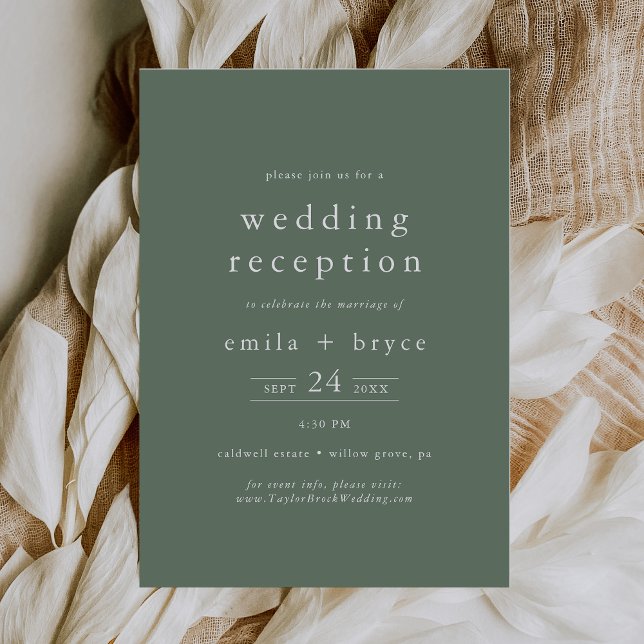 Invitación EMELIA Rustic Simple Sage Nature Recepción de boda (EMELIA Rustic Simple Sage Nature Wedding Reception Invitation)