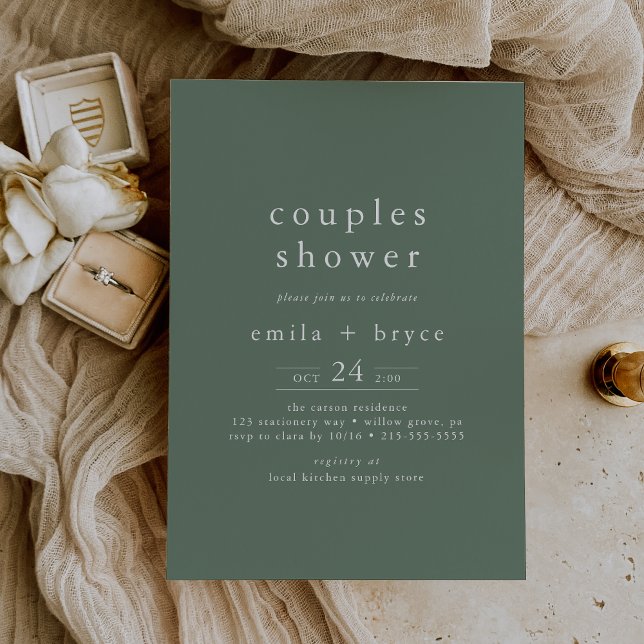 Invitación EMELIA Sage Green Baby o Boda Couples Shower (EMELIA Sage Green Baby or Wedding Couples Shower Invitation)