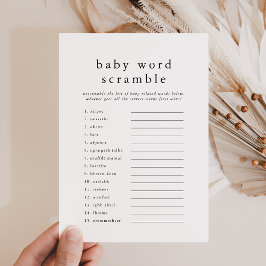 Invitación EMELIA Simple Baby Shower Word Scramble Game Card