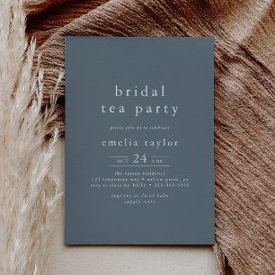 Invitación EMELIA simple Fiesta de té azul oscuro ducha de no