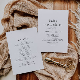 Invitación EMELIA Única Espolvorea Neutra Boho Bebé Simple