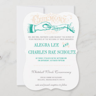 Invitación Emerald and Peach Modern Vintage Typography Invite