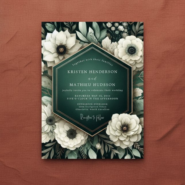 Invitación Emerald Anemone Botanical Romance Wedding (Subido por el creador)