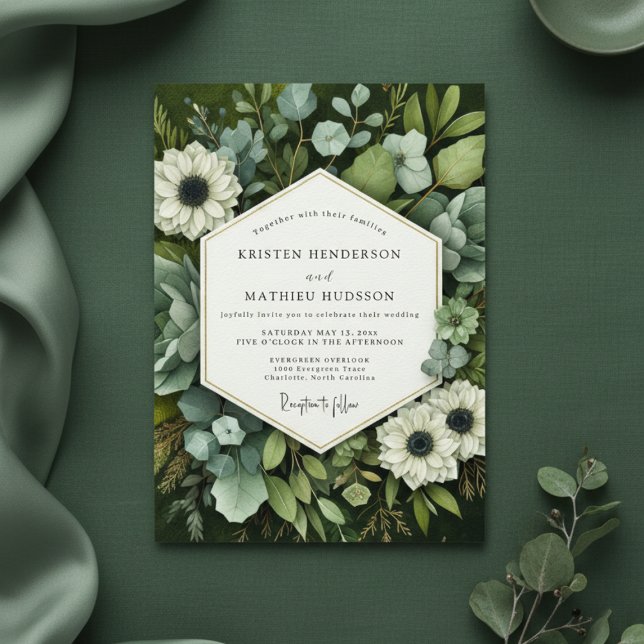 Invitación Emerald Bloom Botanical Wedding (Subido por el creador)