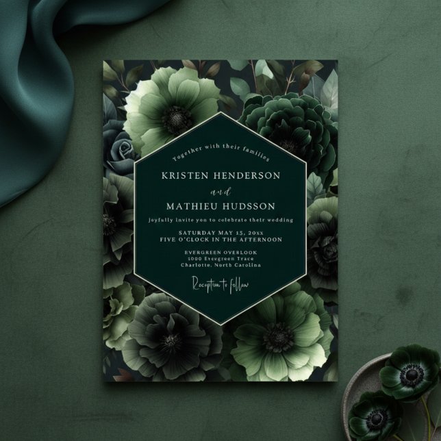 Invitación Emerald Bloom Opulent Wedding (Subido por el creador)
