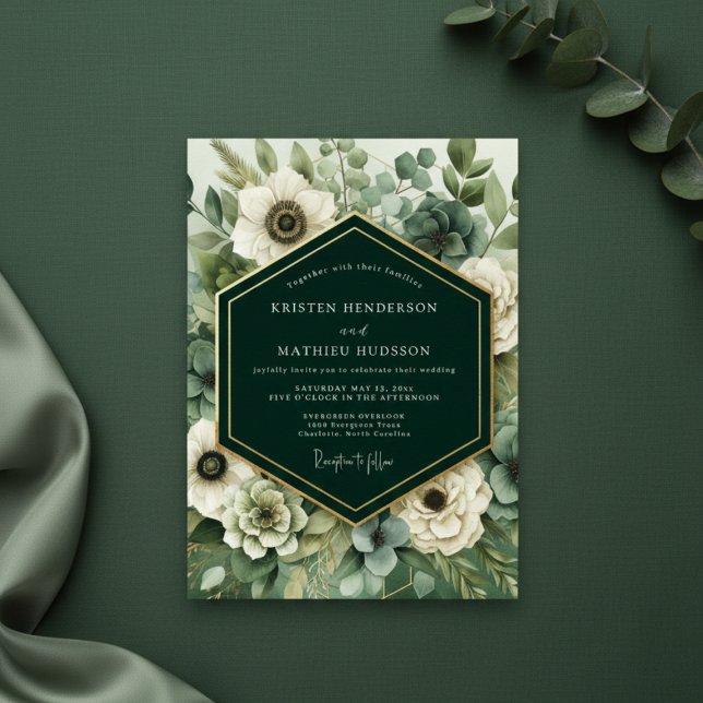 Invitación Emerald Bloom Romance Wedding (Subido por el creador)