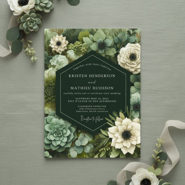 Invitación Emerald Botanical Opulence Wedding (Subido por el creador)
