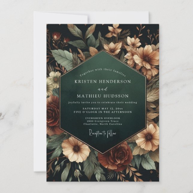 Invitación Emerald Chiaroscuro Flora Wedding (Anverso)