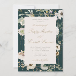Invitación Emerald & Cream Floral Poppy Wedding Invitation