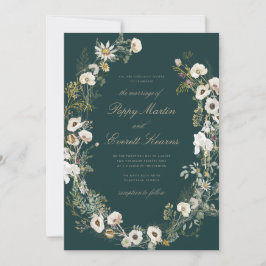 Invitación Emerald & Cream Floral Poppy Wedding Invitation
