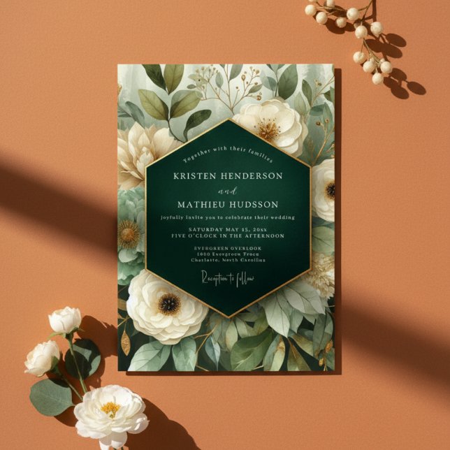 Invitación Emerald Floral Elegance Wedding (Subido por el creador)
