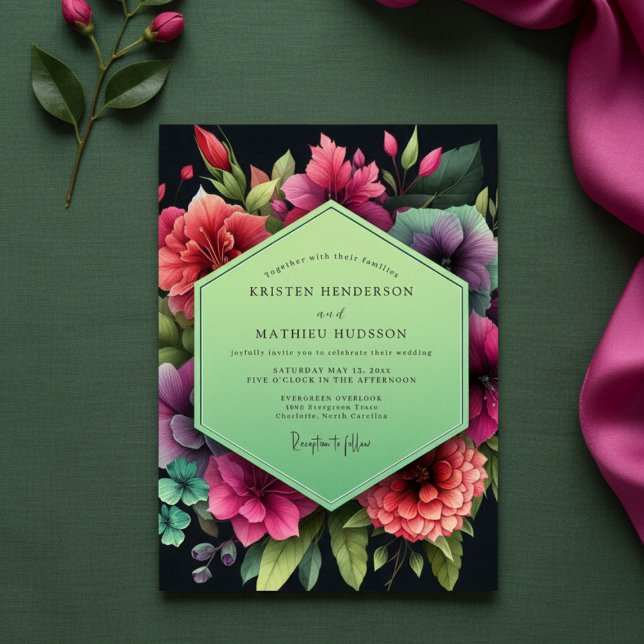 Invitación Emerald Floral Opulent Wedding (Subido por el creador)