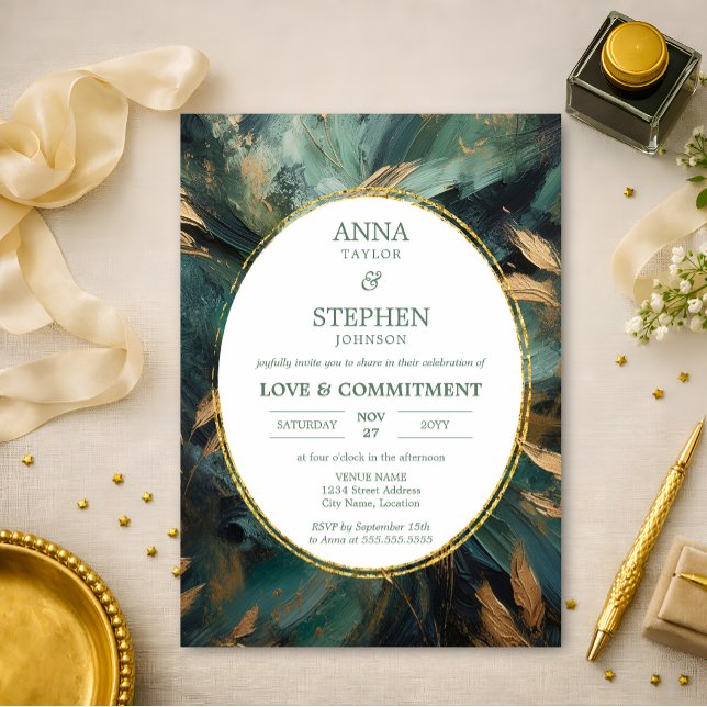 Invitación Emerald & Gold Love & Commitment Ceremony (Subido por el creador)