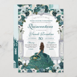 Invitación Emerald Green Charro Elegant Princess Quinceanera