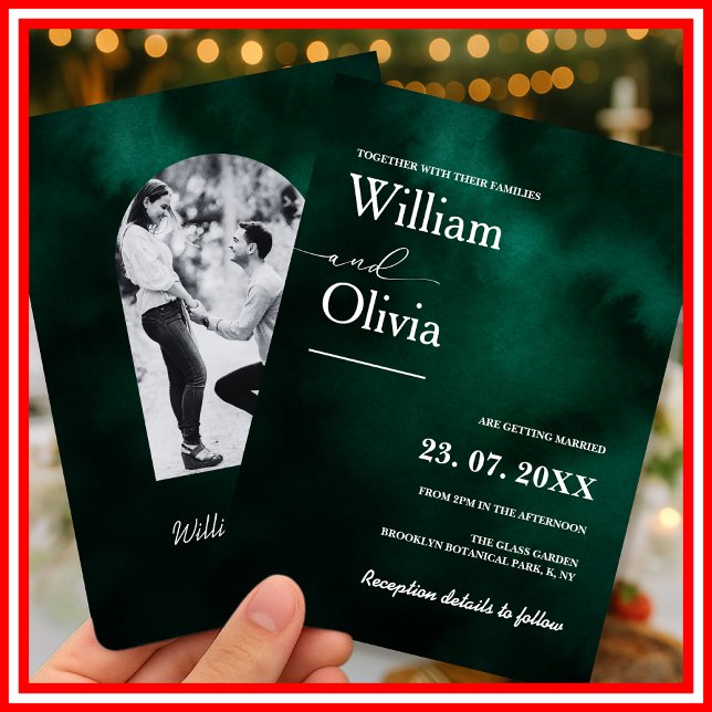 Invitación Emerald Green Elegant Modern PHOTO Wedding (Subido por el creador)