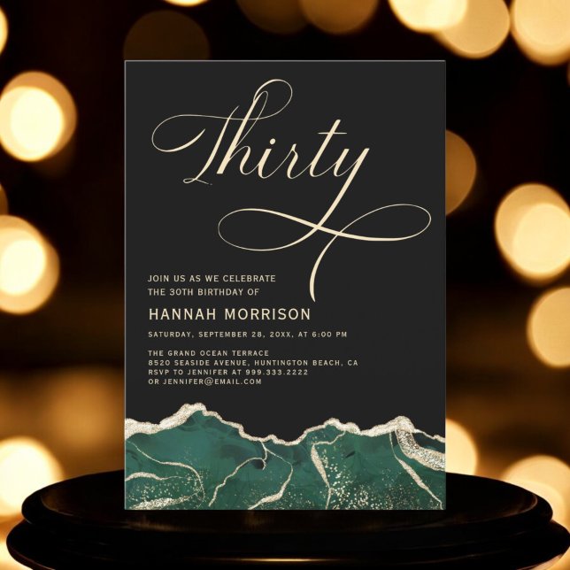 Invitación Emerald Green Gold Agate 30° cumpleaños (Subido por el creador)