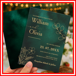 Invitación Emerald Green & Gold Botanical Wedding