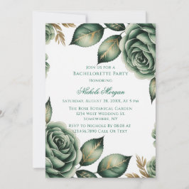 Invitación Emerald Green & Gold Floral Bachelorette Party