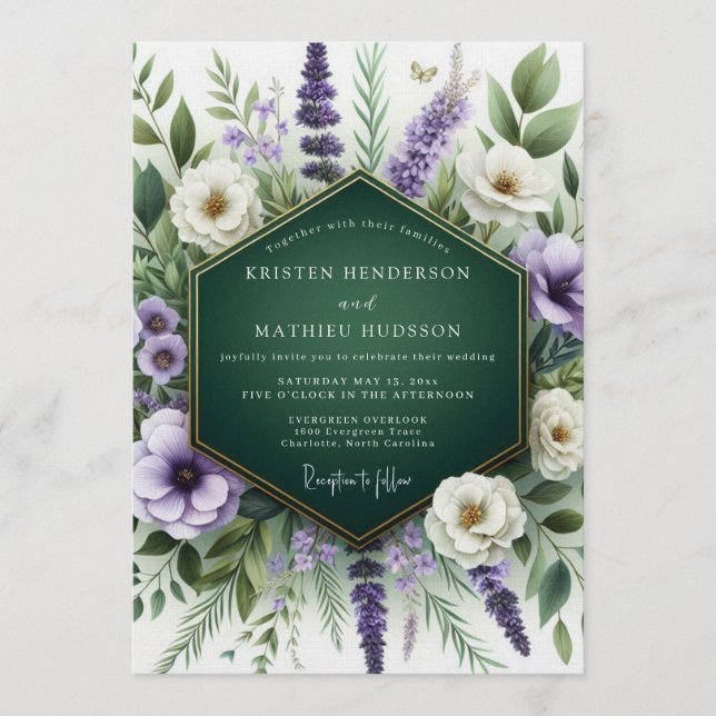 Invitación Emerald Green Organic Meadow Wedding (Anverso)