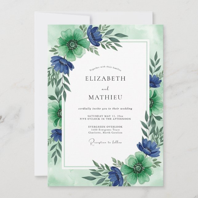 Invitación Emerald Green Radiant Floral Wedding (Anverso)