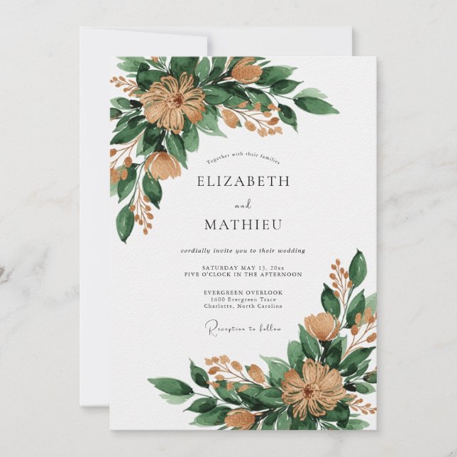 Invitación Emerald Green Rustic Forest Wedding (Anverso)