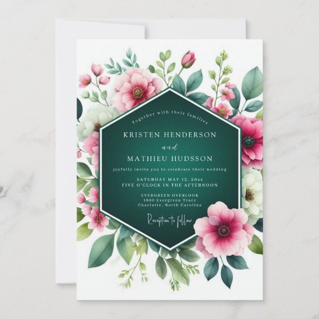 Invitación Emerald Green Stunning Floral Wedding (Anverso)
