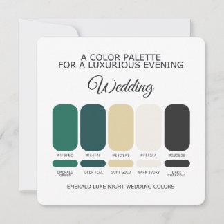 Invitación Emerald Green Wedding Color Palette Card