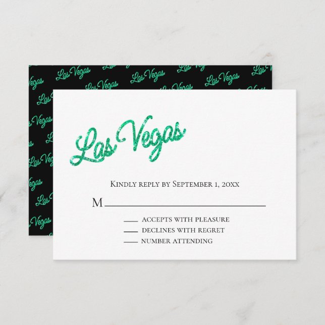 Invitación Emerald Las Vegas se hunde en la boda RSVP (Anverso / Reverso)