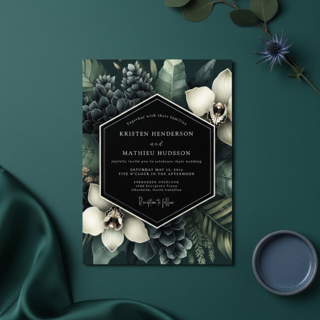 Invitación Emerald Lush Botanical Romance Wedding (Subido por el creador)