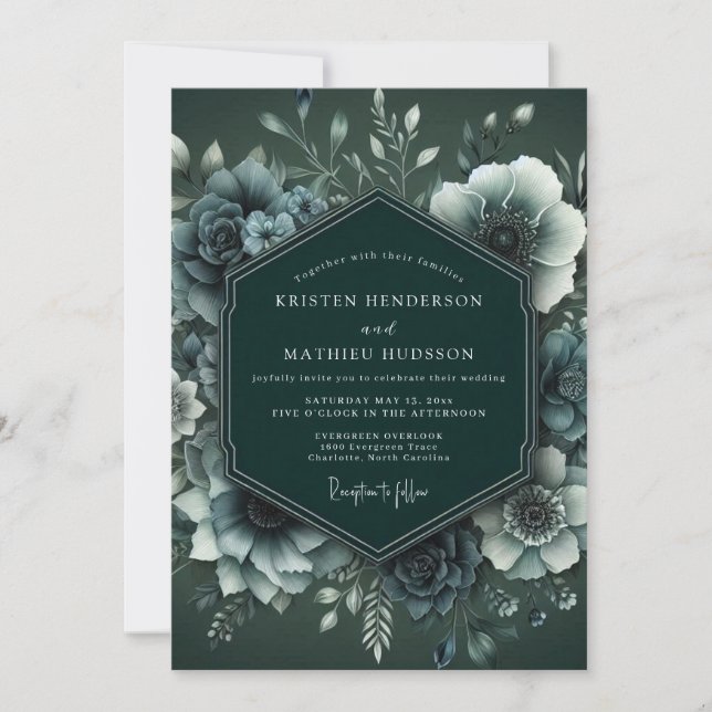 Invitación Emerald Moody Anemone Wedding (Anverso)