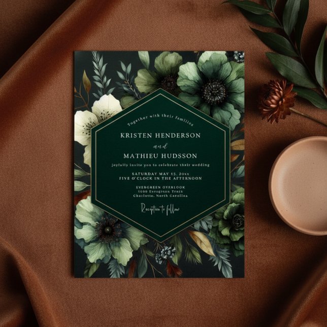 Invitación Emerald Moody Bloom Wedding (Subido por el creador)
