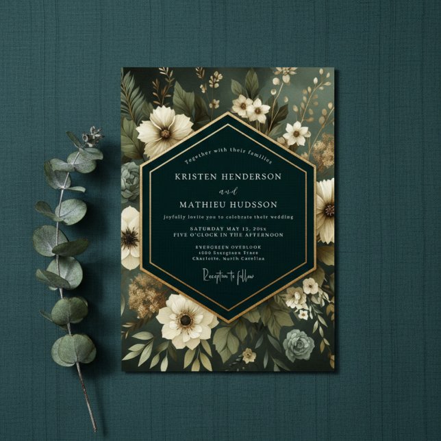 Invitación Emerald Moody Floral Elegance Wedding (Subido por el creador)