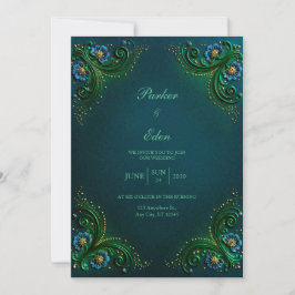 Invitación Emerald Sapphire Filigree Wedding