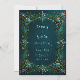 Invitación Emerald Sapphire Gilded Floral Wedding