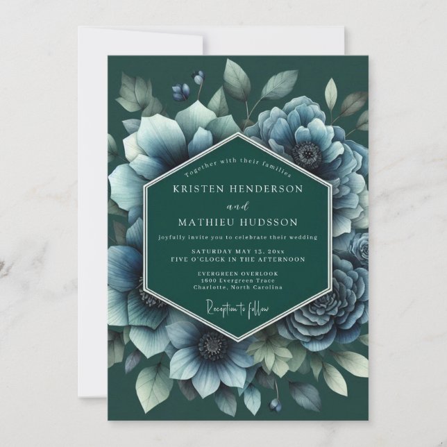 Invitación Emerald Twilight Anemone Wedding (Anverso)