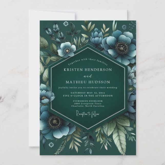 Invitación Emerald Umbral Bloom Wedding (Anverso)