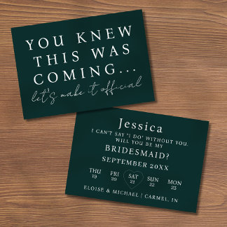 Invitación Emerald Will You Be My Bridesmaid Proposal Card