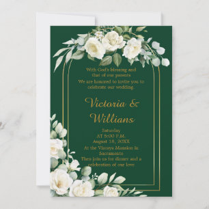 Invitación Emerald Winter Elegant Gold Floral Luxury Wedding